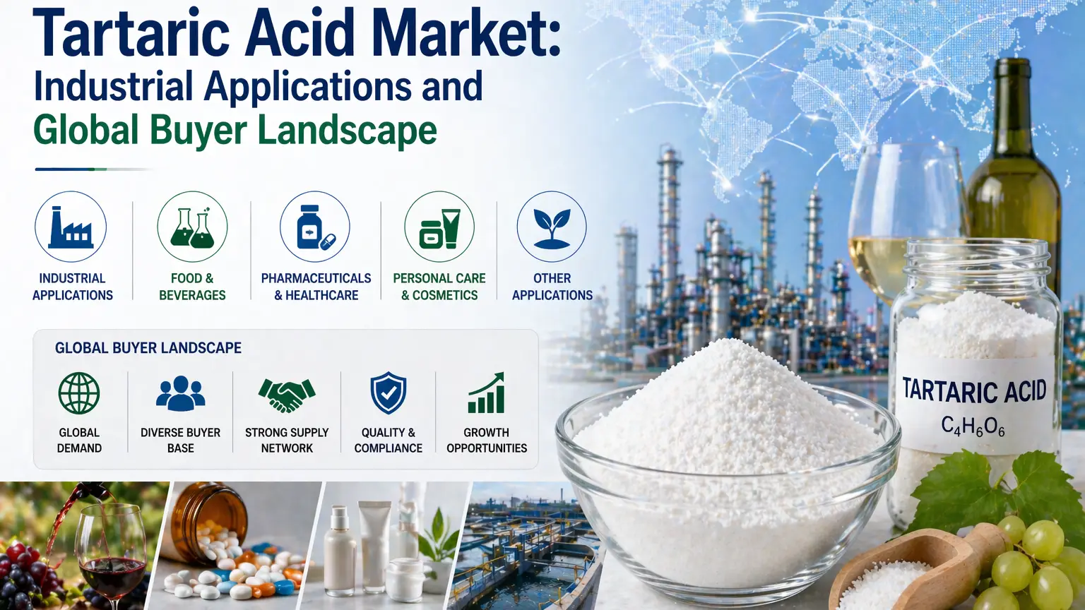 Mercado del ácido tartárico: aplicaciones industriales y panorama global de compradores